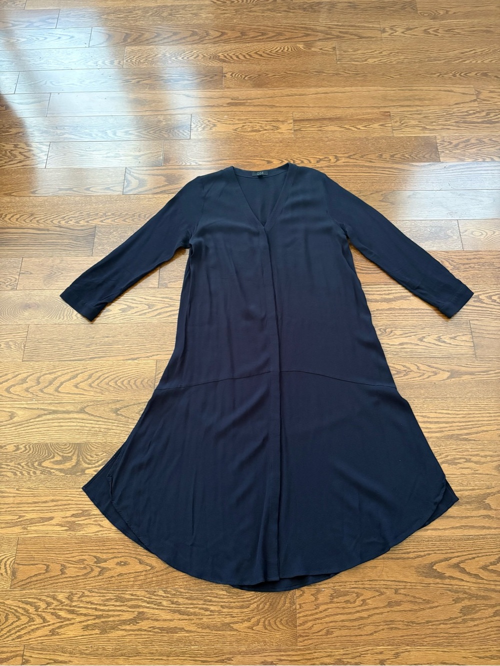 COS Dark Navy V-Neck Long Sleeve A-Line Dress  / Duster Coat Size 8